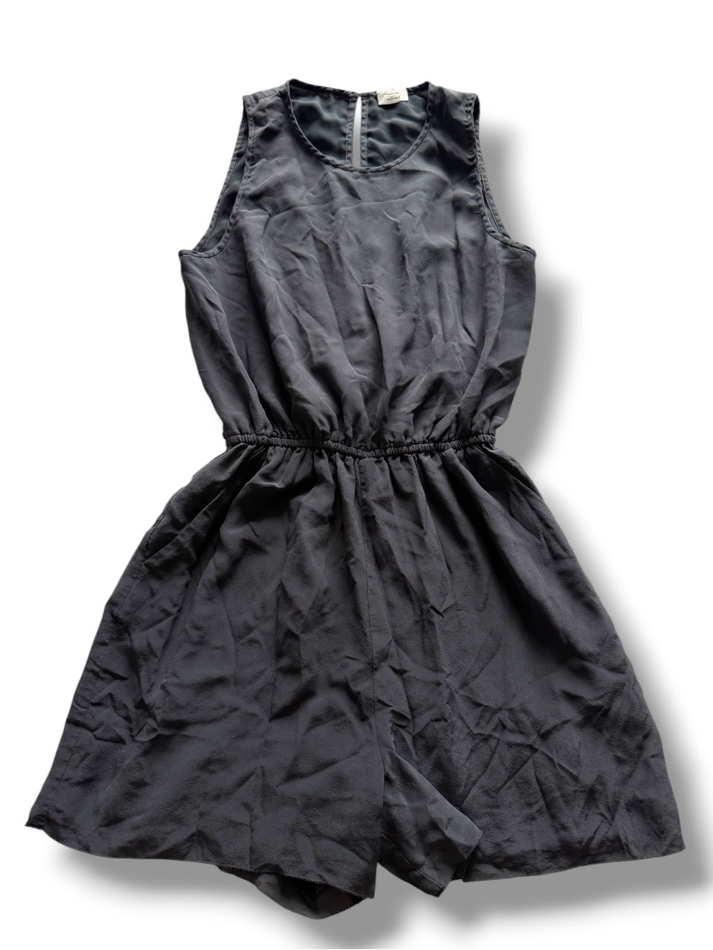 Wilfred Aritzia Black Gray 100% Silk Elastic Waist Romper Shorts Summer S